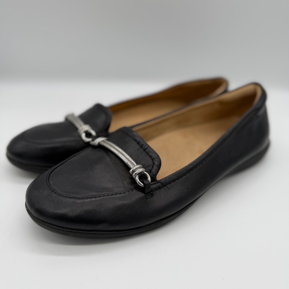Naturalizer Florence Black Leather Horsebit Loafers Flats Shoes 9M